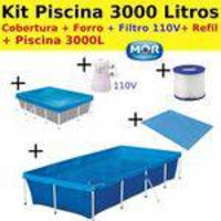Kit Piscina Retangular 3000 Litros Standard Mor ( Piscina + Capa + Forro + Filtro 110v)