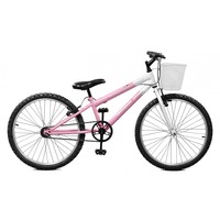 Bicicleta Master Bike Serena Aro 24 Sem Marchas Feminina Rosa e Branca