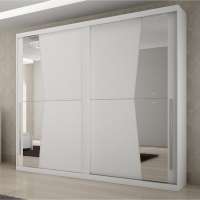Guarda Roupa Casal 2 Portas Com Espelho Geom Móveis Novo Horizonte Branco