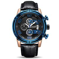 Relógio De Luxo Militar Pulseira De Couro MEGIR 2078 Esporte À Prova D'Água Masculino (Azul)