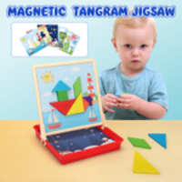 Quebra-cabeça magnético tangram brinquedo tabuleiro de jogo de madeira brinquedo educativo para crianças presentes