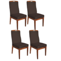 Kit 4 Cadeiras de Jantar Eliza Veludinho Marrom Base Eucalipto - Bela Casa Shop