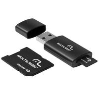 Cartão de Memória MicroSD Multilaser 4GB + Adaptador + Leitor de Cartão Multilaser USB MC057