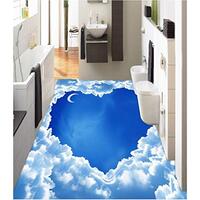 WANGC Decoração de piso 3D em forma de coração - Papel de parede autoadesivo 3D, Papel de parede para banheiro, cozinha, corredor, chão (45 x 299 cm)
