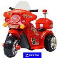 Mini Moto Elétrica Triciclo Criança Infantil Bateria 6V Importway BW006-VM Vermelha Polícia Bivolt
