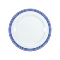 Jogo de Pratos Redondo de Sobremesa Porcelana Schmidt Paula Branco e Azul 6 Peças