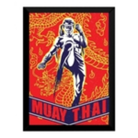 Quadro Decorativo Retro Desenho Boxe Tailandes Muay Thai 42x