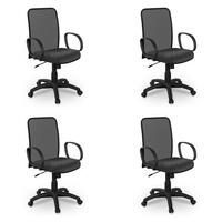 Kit 4 Cadeiras Para Escrivaninha Diretor Base Giratória Tela Master Co