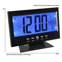 Relógio De Mesa Digital Lcd Led Acionamento Sonoro Despertador Termometro Preto Cbrn01422