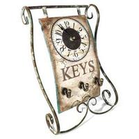 Relógio de Mesa Keys c/ Porta Chaves Oldway - Metal - 38x25 cm